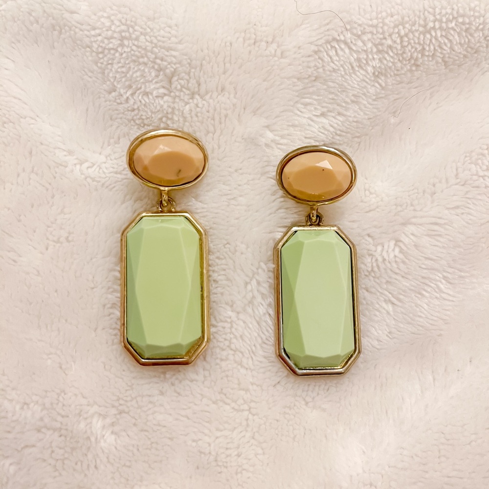 Kate Spade Cream + Mint Two Tone Earrings